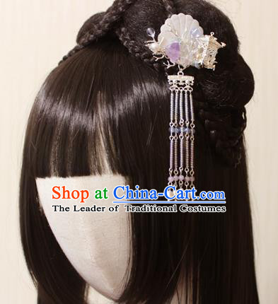 Chinese Ancient Handmade Shell Tassel Hair Claw Hair Accessories Hanfu Hairpins for Women