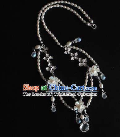 Chinese Ancient Handmade Hanfu Necklace Accessories Pearls Necklet for Women