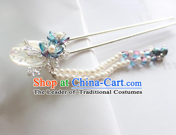 Chinese Ancient Handmade Hair Clip Hair Accessories Hanfu Pearls Tassel Hairpins for Women