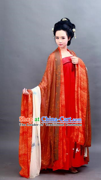 Chinese Ancient Imperial Consort Costume Traditional Tang Dynasty Imperial Concubine Yang Embroidered Hanfu Dress for Women
