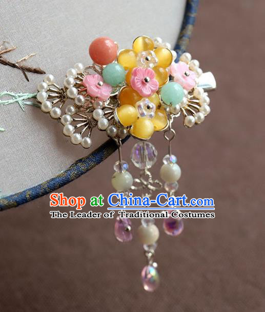 Chinese Ancient Handmade Beads Hair Claw Classical Hair Accessories Hanfu Hairpins for Women