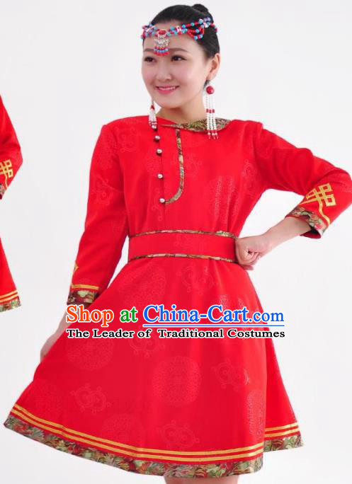 Traditional Chinese Mongol Nationality Dancing Costume Mongols Female Folk Dance Headwear Mongolian Minority Embroidery Costume