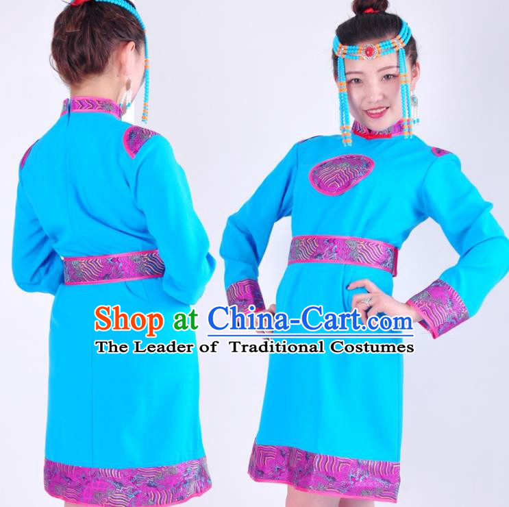 Traditional Chinese Mongol Nationality Dancing Costume Mongols Female Folk Dance Headwear Mongolian Minority Embroidery Costume