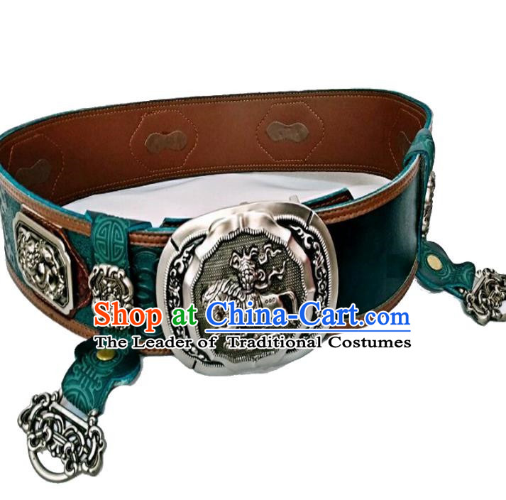 Chinese Handmade Mongol Nationality Waistband Mongolian Leather Belts for Men