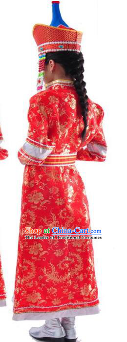 Traditional Chinese Mongol Nationality Dancing Costume Mongols Female Folk Dance Headwear Mongolian Minority Embroidery Costume