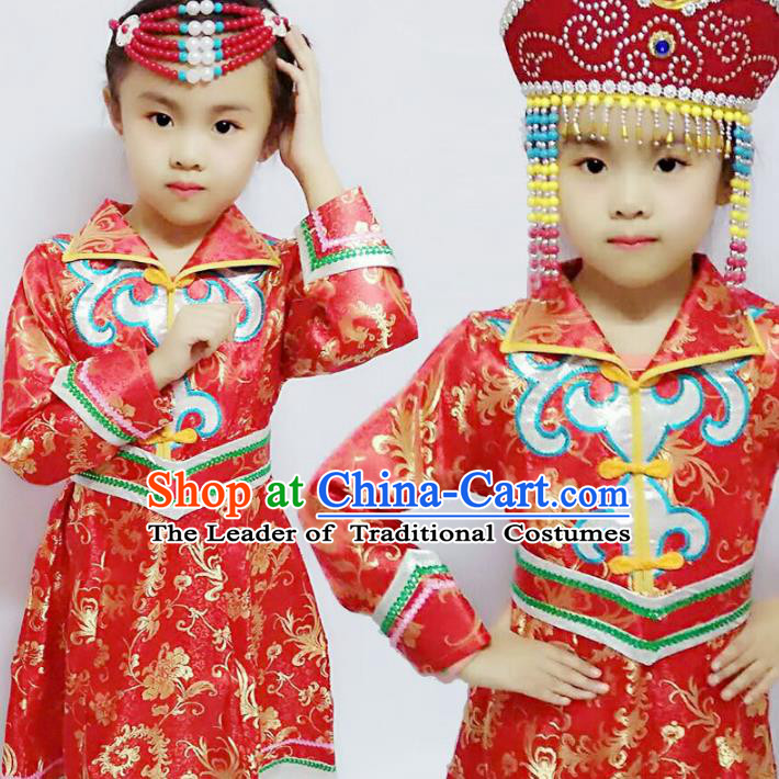 Traditional Chinese Mongol Nationality Dancing Costume Mongols Female Folk Dance Headwear Mongolian Minority Embroidery Costume