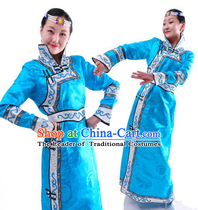 Traditional Chinese Mongol Nationality Dancing Costume Mongols Female Folk Dance Headwear Mongolian Minority Embroidery Costume