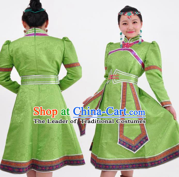 Traditional Chinese Mongol Nationality Dancing Costume Mongols Female Folk Dance Headwear Mongolian Minority Embroidery Costume