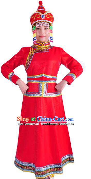 Traditional Chinese Mongol Nationality Dancing Costume Mongols Female Folk Dance Headwear Mongolian Minority Embroidery Costume