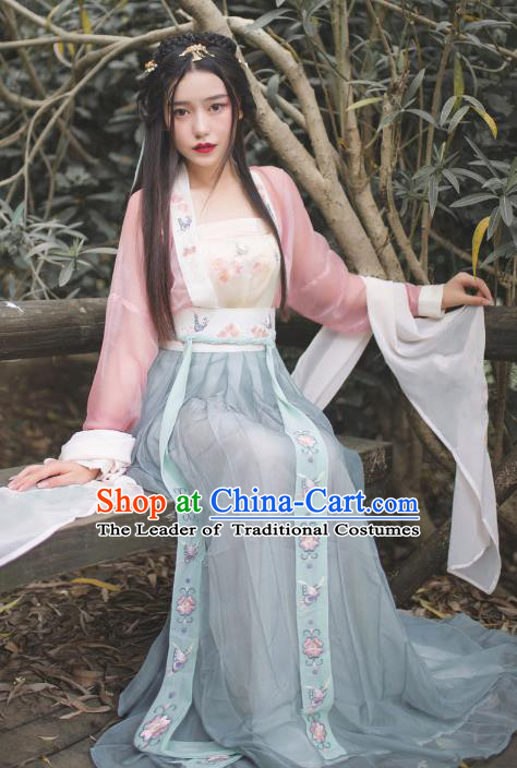 Ancient Chinese Song Dynasty Nobility Lady Embroidered Hanfu Dress for Women