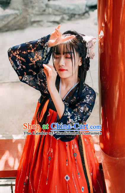 Chinese Ancient Palace Lady Hanfu Han Dynasty Imperial Concubine Queen Embroidered Historical Costumes