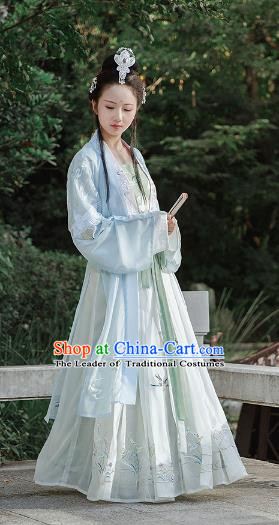 Chinese Ancient Maidenform Embroidered Costume Traditional Song Dynasty Palace Princess Hanfu Dress for Women