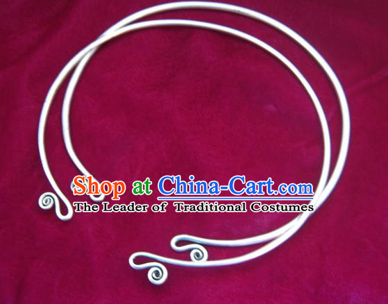 Traditional Chinese Miao Nationality Hair Accessories Hmong Female Folk Dance Hairpins Bracelet Sliver Necklace Headwear for Women