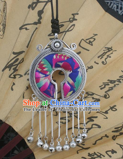 Traditional Chinese Miao Nationality Hair Accessories Hmong Female Folk Dance Hairpins Bracelet Sliver Necklace Headwear for Women