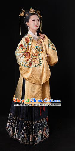 Traditional Chinese Ming Dynasty Palace Empress Embroidered Costume Ancient Queen Hanfu Dress for Women