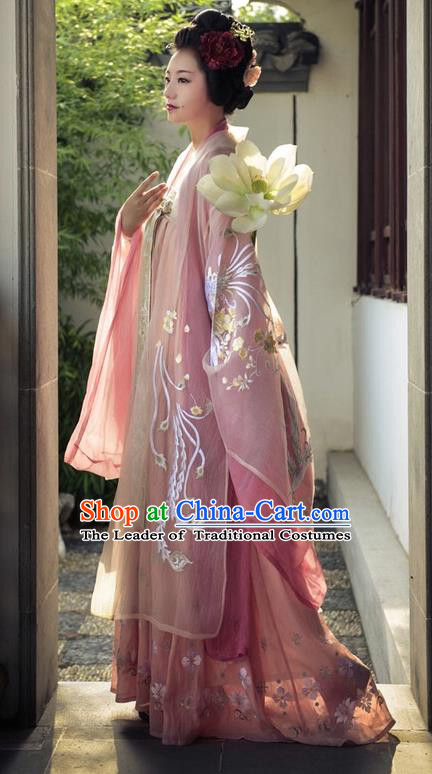 Traditional Chinese Tang Dynasty Imperial Consort Embroidered Costume Ancient Imperial Concubine Hanfu Dress for Women