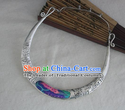 Traditional Chinese Miao Nationality Hair Accessories Hmong Female Folk Dance Hairpins Bracelet Sliver Necklace Headwear for Women