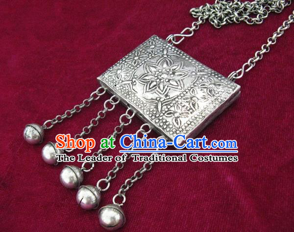 Traditional Chinese Miao Nationality Hair Accessories Hmong Female Folk Dance Hairpins Bracelet Sliver Necklace Headwear for Women