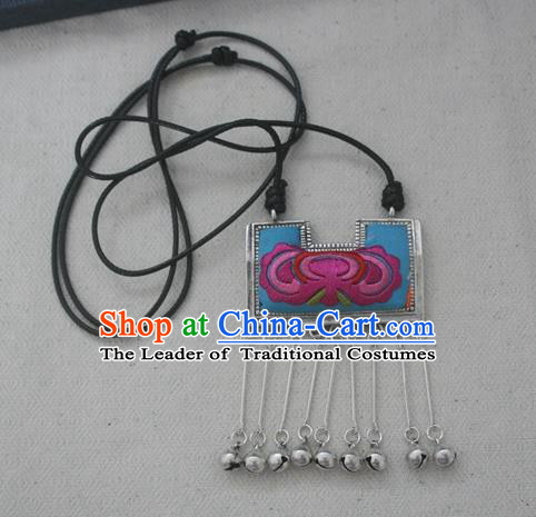 Traditional Chinese Miao Nationality Hair Accessories Hmong Female Folk Dance Hairpins Bracelet Sliver Necklace Headwear for Women