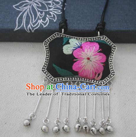 Traditional Chinese Miao Nationality Hair Accessories Hmong Female Folk Dance Hairpins Bracelet Sliver Necklace Headwear for Women