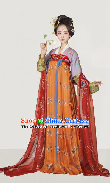 Chinese Ancient Maidenform Hanfu Dress Tang Dynasty Palace Lady Embroidered Costumes for Women