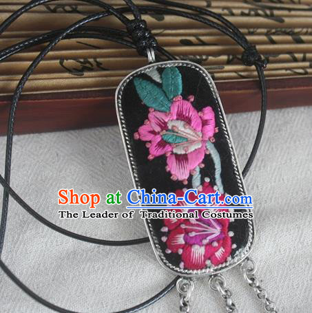 Traditional Chinese Miao Nationality Hair Accessories Hmong Female Folk Dance Hairpins Bracelet Sliver Necklace Headwear for Women