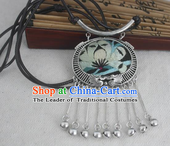 Traditional Chinese Miao Nationality Hair Accessories Hmong Female Folk Dance Hairpins Bracelet Sliver Necklace Headwear for Women