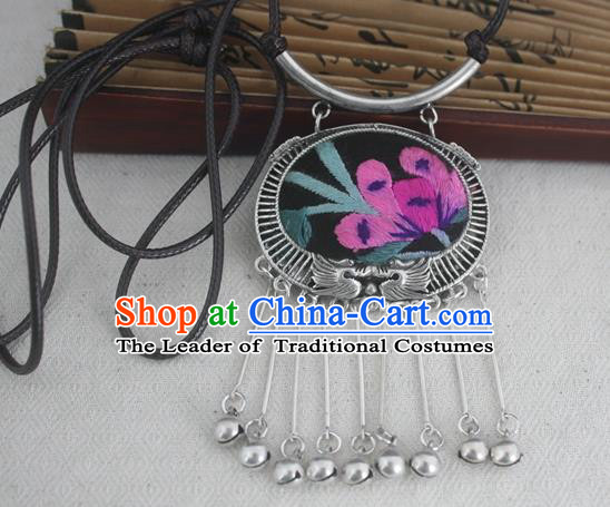 Traditional Chinese Miao Nationality Hair Accessories Hmong Female Folk Dance Hairpins Bracelet Sliver Necklace Headwear for Women