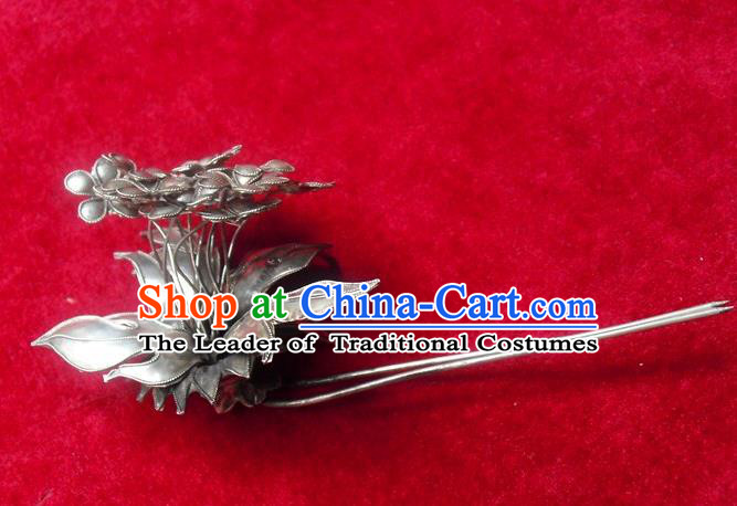 Chinese Traditional Miao Nationality Hair Accessories Flower Hairpins Headwear for Women