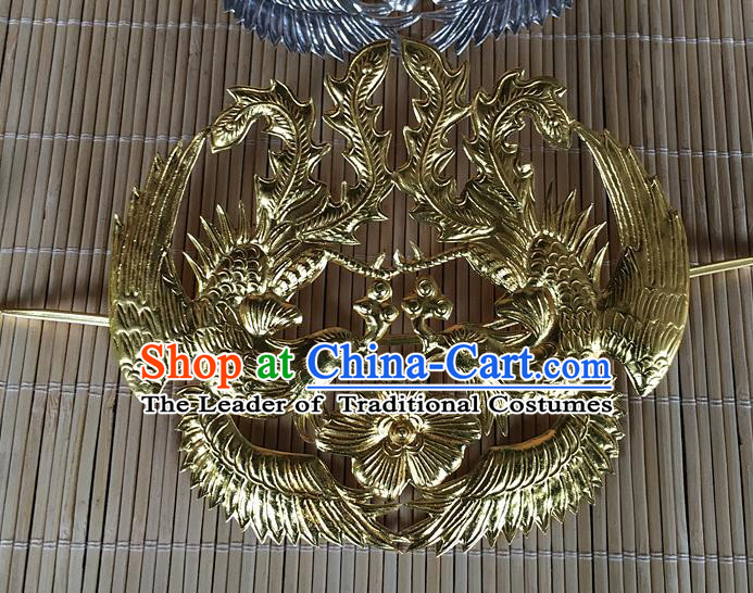Traditional Chinese Miao Nationality Wedding Golden Phoenix Hair Coronet Hairpins Hair Accessories for Women