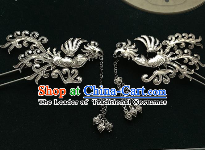 Traditional Chinese Miao Nationality Phoenix Hair Clip Tassel Hairpins Hair Accessories for Women