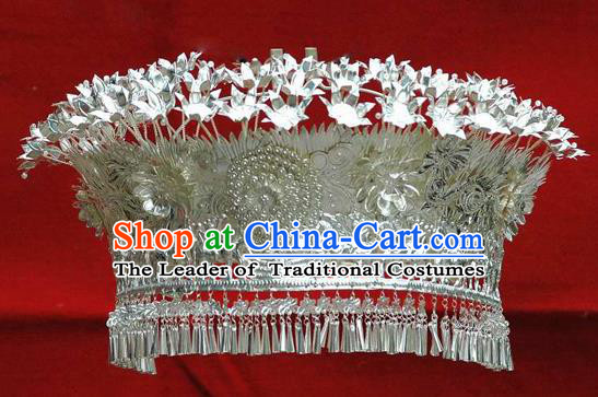 Traditional Chinese Miao Nationality Phoenix Coronet Tassel Hairpins Hair Accessories for Women