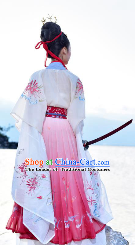 Chinese Ancient Palace Lady Hanfu Han Dynasty Imperial Concubine Queen Embroidered Historical Costumes