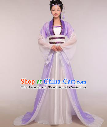 Traditional Chinese Ancient Fairy Costume Tang Dynasty Princess Purple Hanfu Dress for Women