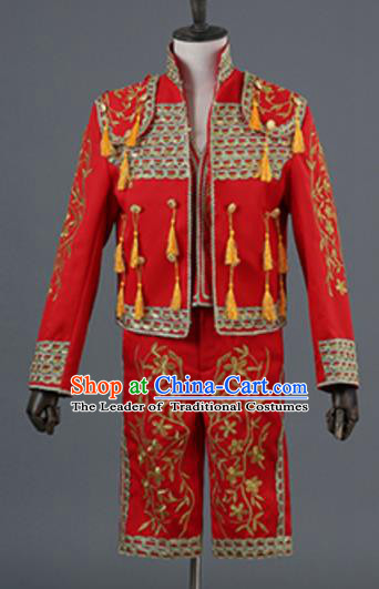 Top Grade European Traditional Court Costumes England Prince Red Suits for Men