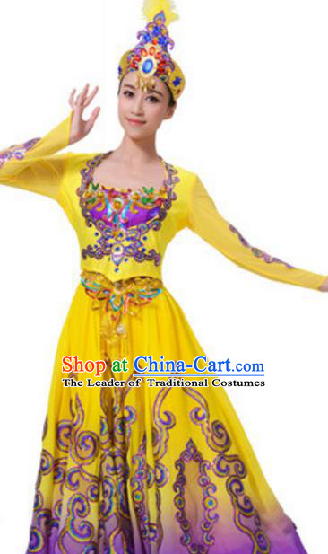 Traditional Chinese Yangge Fan Dance Folk Dance Ethnic Costume Classical Yangko Chorus Modern Dance Dress Halloween Clothing and Shoes