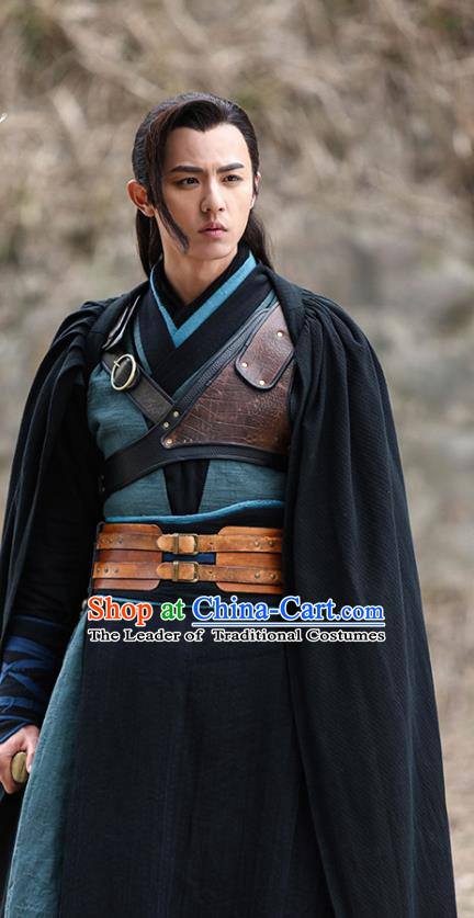 Traditional Chinese Ancient Assassinator Jing Ke Costume Qin Dynasty Swordsman Clothing for Men