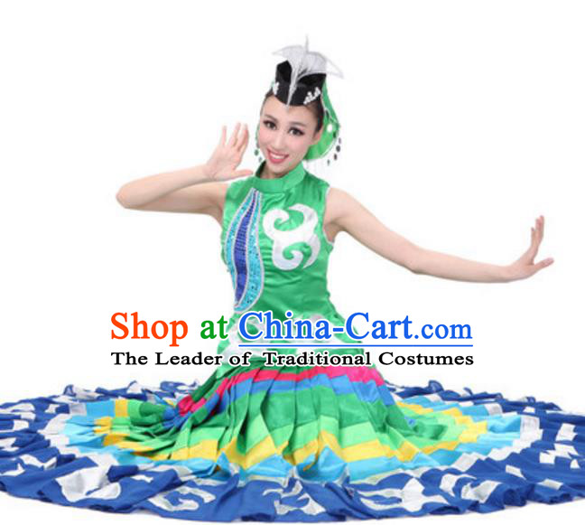 Traditional Chinese Yangge Fan Dance Folk Dance Ethnic Costume Classical Yangko Chorus Modern Dance Dress Halloween Clothing and Shoes