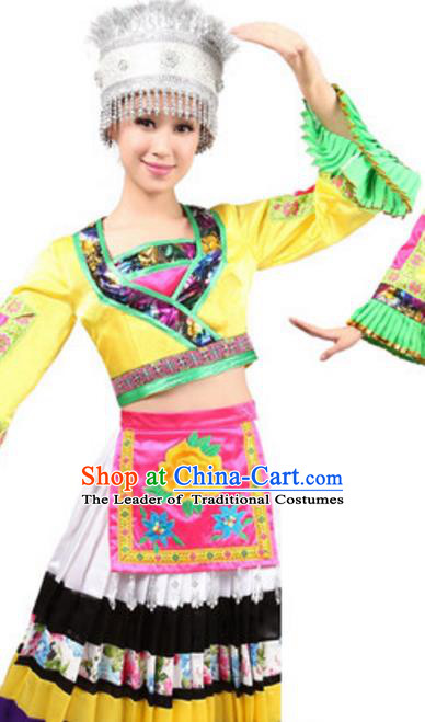 Traditional Chinese Yangge Fan Dance Folk Dance Ethnic Costume Classical Yangko Chorus Modern Dance Dress Halloween Clothing and Shoes