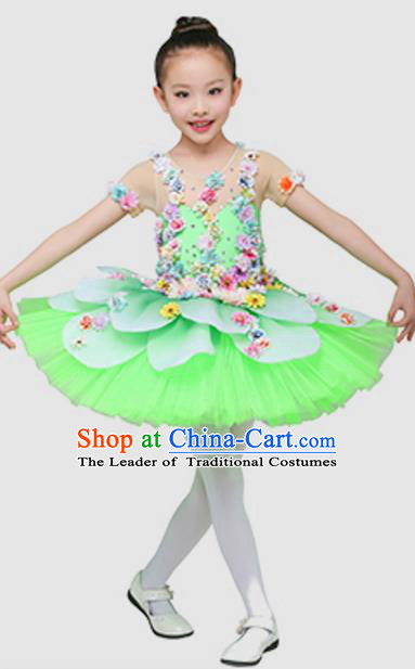 Top Grade Modern Dance Ballet Dance Green Dress Stage Performance Chorus Costume for Kids