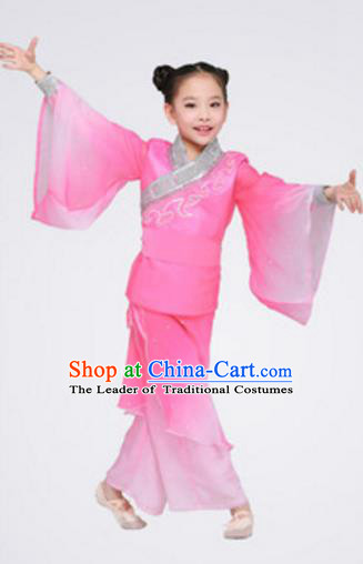 Top Grade Chinese Classical Dance Folk Dance Clothing Stage Performance Yangko Dance Pink Costume for Kids
