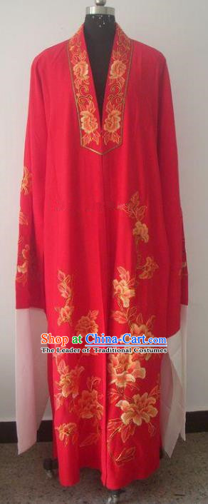 Chinese Traditional Beijing Opera Printing Peony Costumes China Peking Opera Niche Silk Robe for Adults
