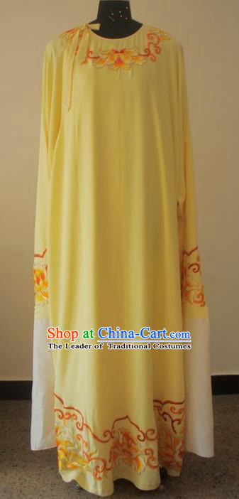Chinese Traditional Beijing Opera Embroidered Yellow Costumes China Peking Opera Niche Silk Robe for Adults