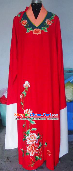 Chinese Traditional Beijing Opera Scholar Costumes China Peking Opera Niche Embroidered Peony Red Clothing for Adults