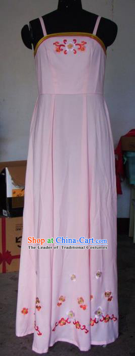 Chinese Traditional Beijing Opera Maidservants Embroidered Costumes China Peking Opera Young Lady Pink Dress for Adults