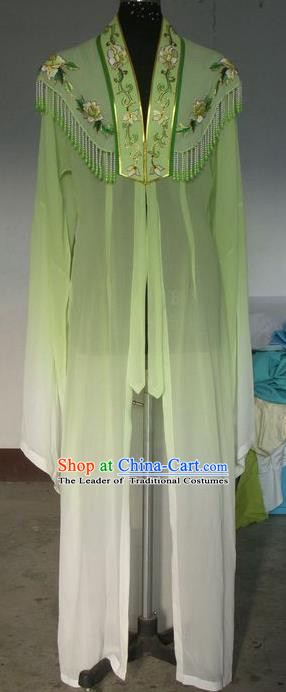 Chinese Traditional Beijing Opera Young Lady Costumes China Peking Opera Green Silk Dress for Adults