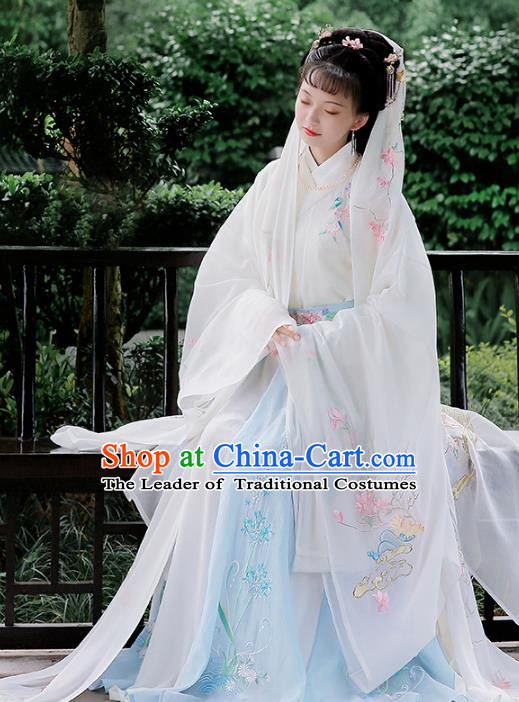 Chinese Ancient Jin Dynasty Princess Hanfu Dress Embroidered Costumes Complete Set for Women