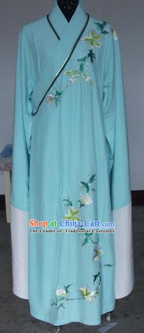 Chinese Traditional Shaoxing Opera Embroidered Blue Robe Peking Opera Niche Costumes for Adults