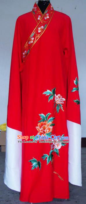 Chinese Traditional Shaoxing Opera Embroidered Red Robe Peking Opera Niche Costumes for Adults