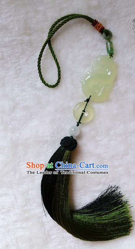 Handmade Chinese Ancient Jade Pendant Tassel Waist Accessories for Women